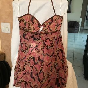 Bebe tie halter multi color top size large w/ tags